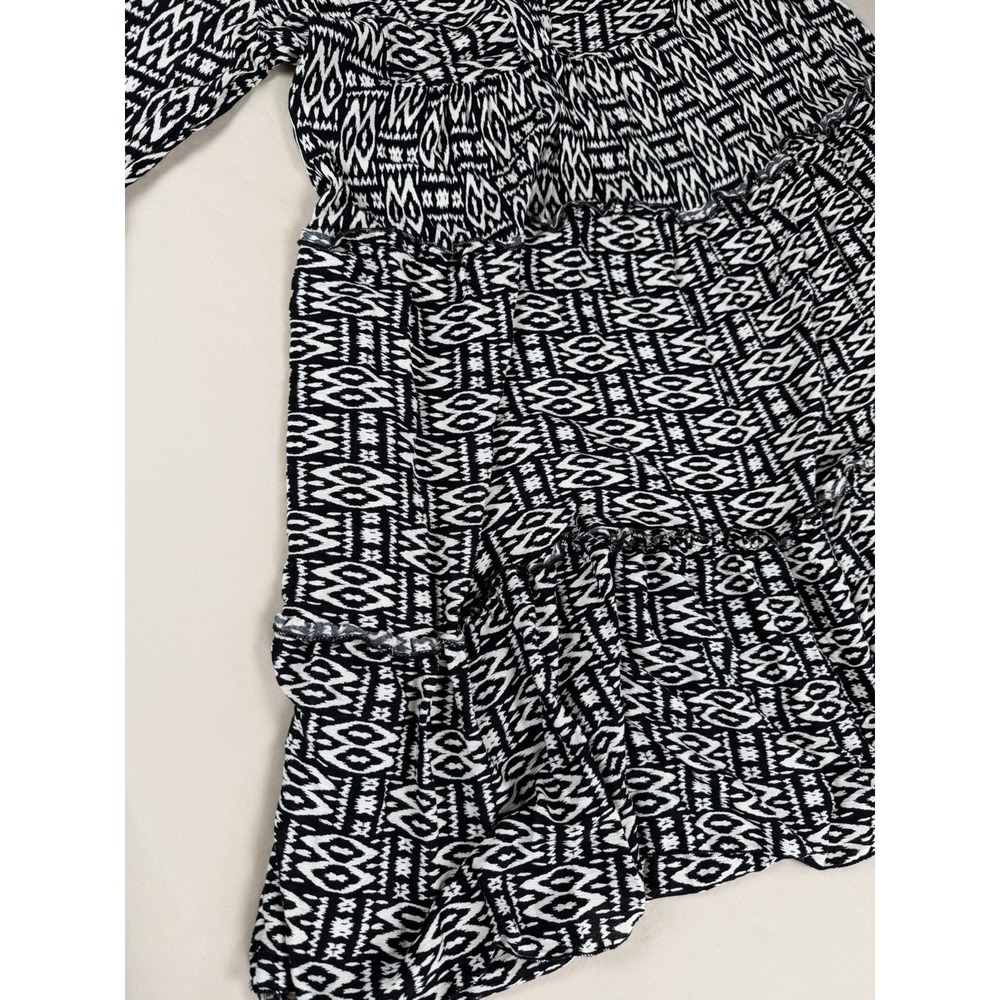 NY Collection Womens Tiered Midi Dress Medium Black NWT Rayon Tribal Print